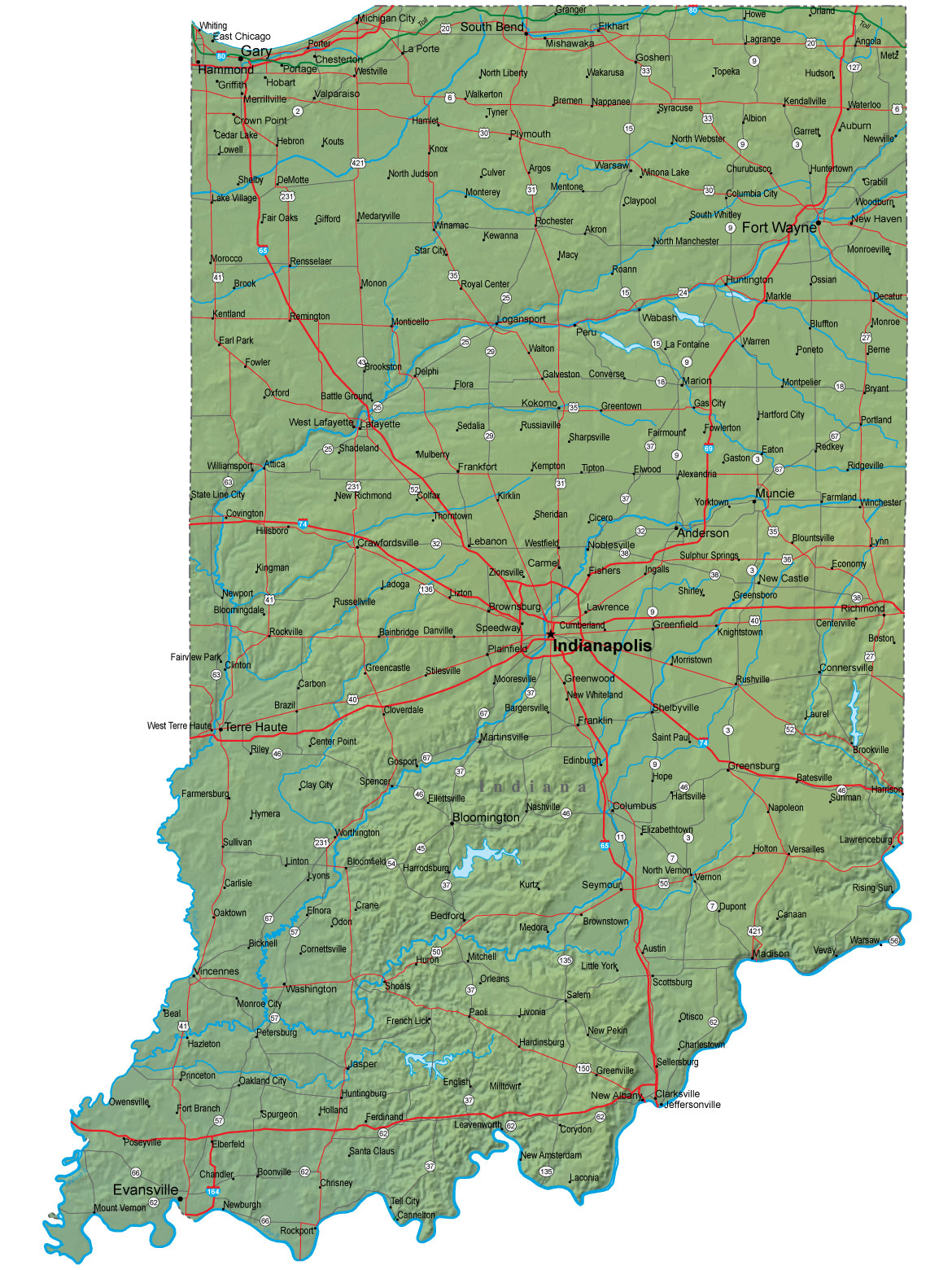 Very popular images: map of Indiana cities
