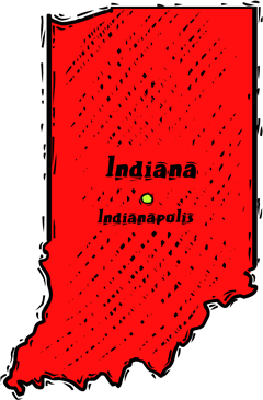 Indiana woodcut map showing location of Indianapolis
